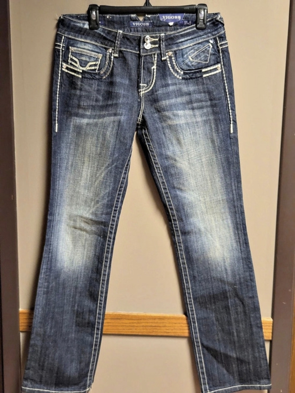 Vigoss Straight Dublin Jeans Size 9 L32 Dark Wash Y2K Western Vintage NWT